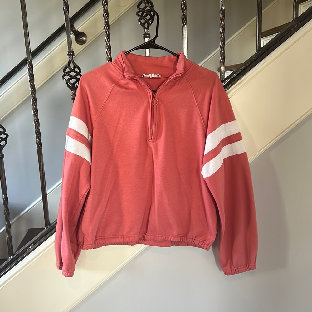 Pink Rose Retro Quarterzip Sweatshirt